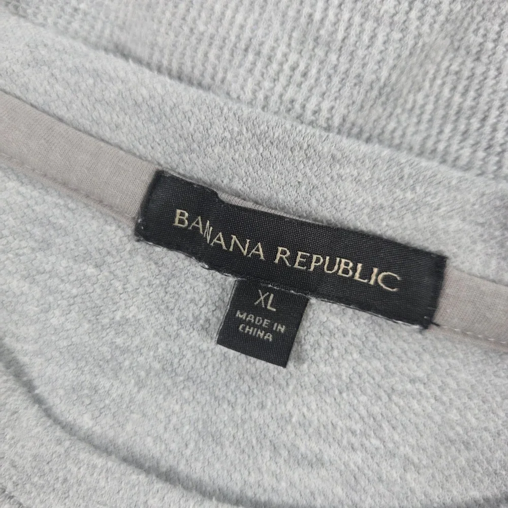 Banana Republic Waffle Knit Raglan Pullover Sweater Grey XL Mens Textured